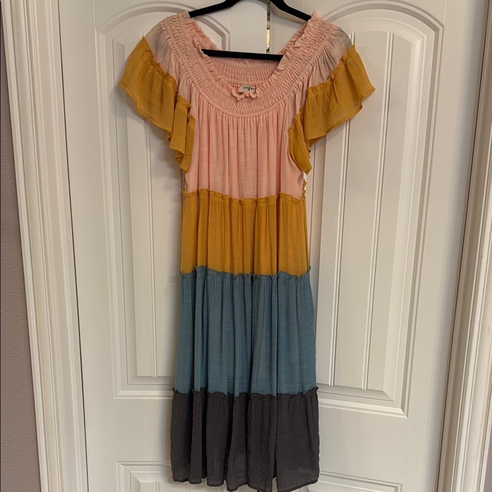 Umgee L Pastel Tiered Midi Dress with Pockets!